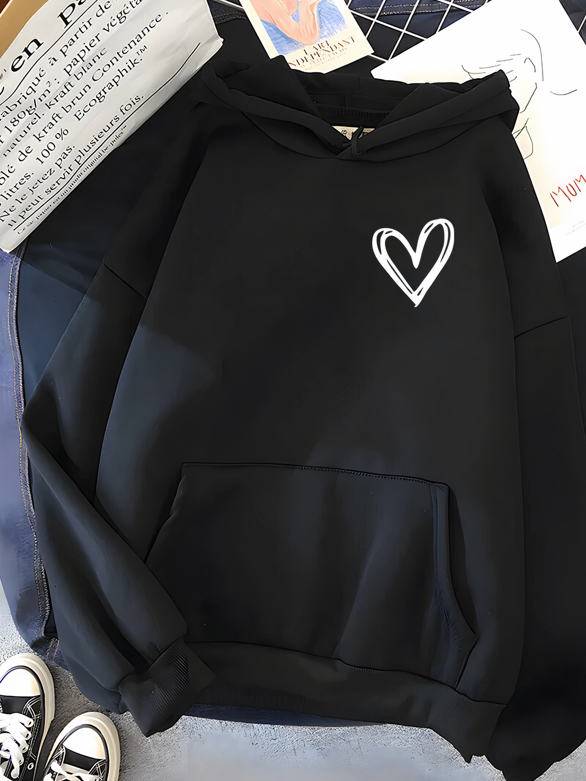 Helvano | Damen-Kapuzenpullover mit Herzmuster