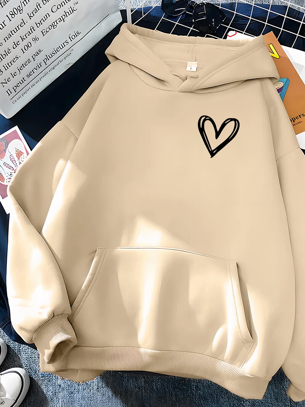 Helvano | Damen-Kapuzenpullover mit Herzmuster