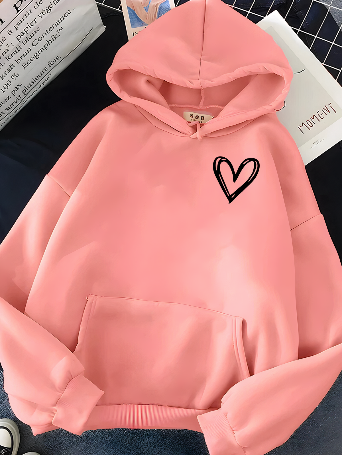 Helvano | Damen-Kapuzenpullover mit Herzmuster