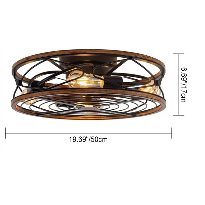 Helvano | Deckenventilator mit Licht und 4 Spots im Industrial-Stil