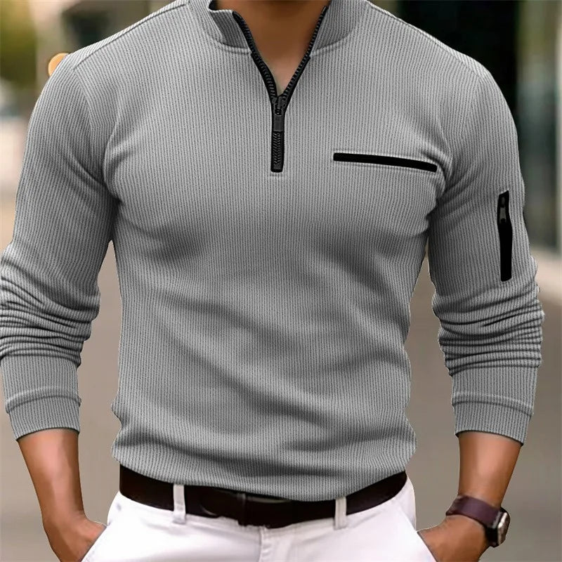 Helvano | Strickpullover mit Troyer-Kragen für Herren