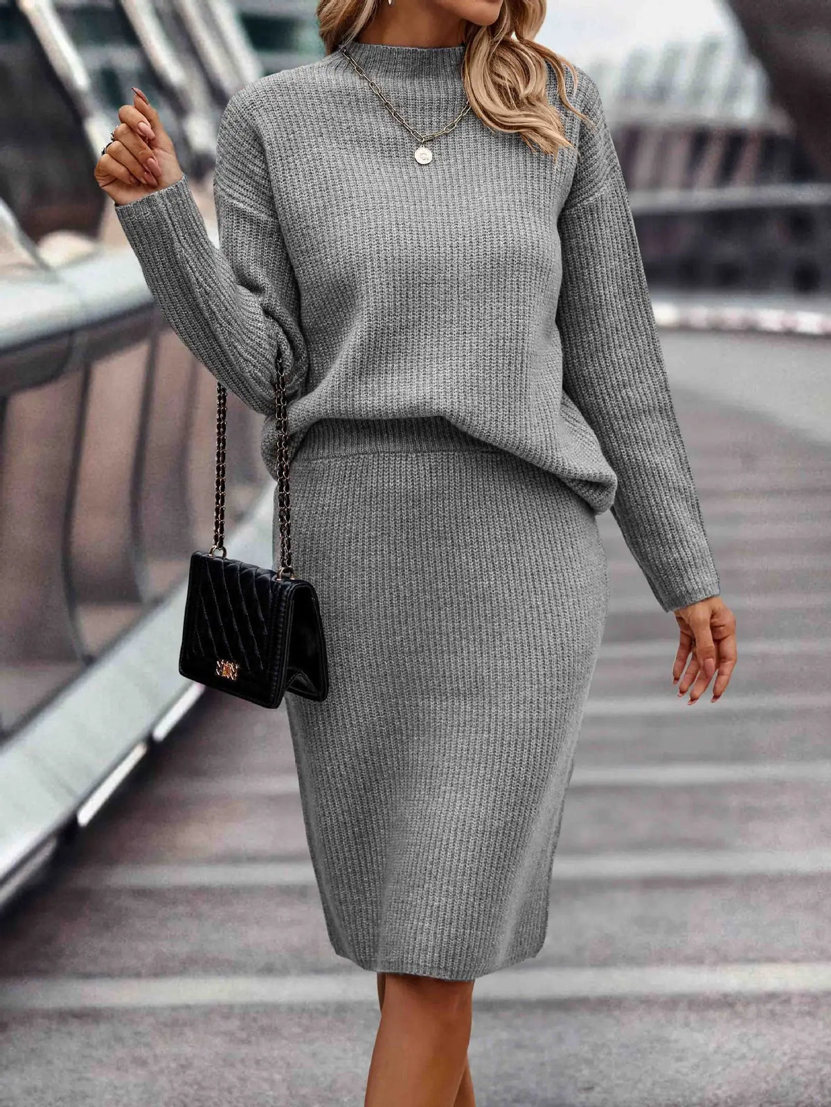 Helvano | Zweiteiliges Strick-Set für Damen – Pullover &amp; Rock