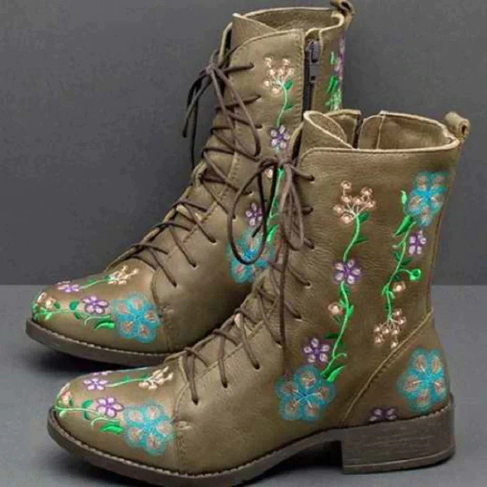Helvano | Retro-Stiefel mit ethnischer Stickerei für Damen