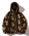 Helvano | Plüschjacke mit Kapuze und Bärendruck für Damen