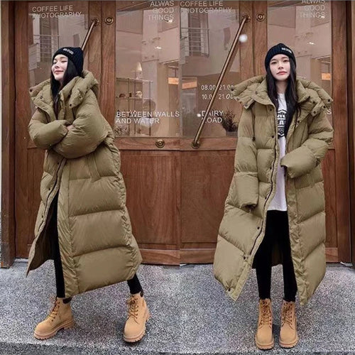 Helvano | Lange Pufferjacke mit Kapuze für Damen