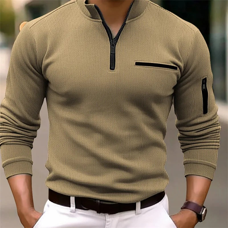 Helvano | Strickpullover mit Troyer-Kragen für Herren