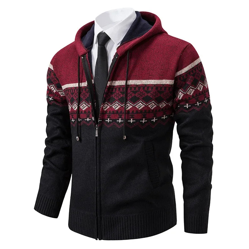 Helvano | Strickjacke mit Ethno-Muster für Herren