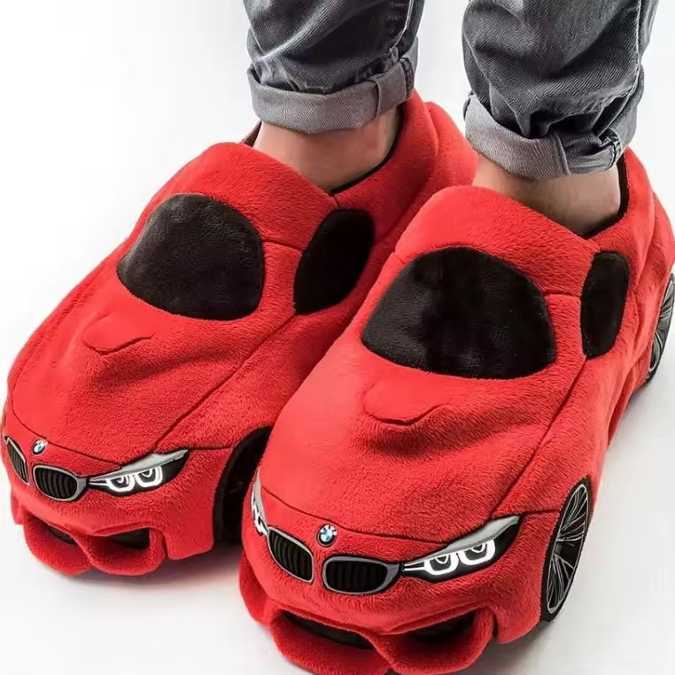 Helvano | Damen Hausschuhe mit Auto-Design &amp; rutschfester Sohle