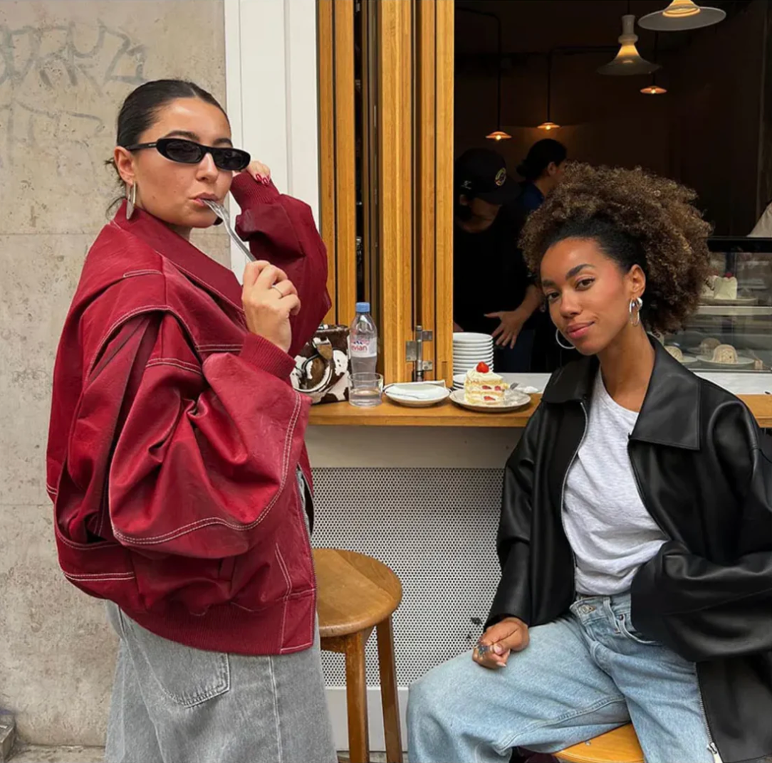 Helvano | Oversize Lederjacke für Damen in Rot