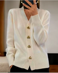 Helvano | Strickjacke mit Herzknöpfen für Damen