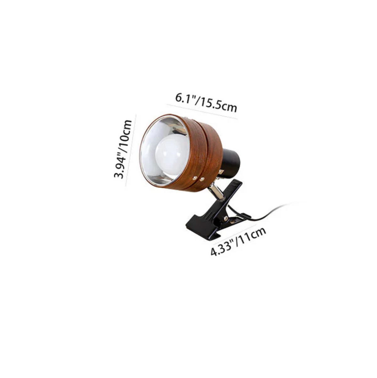 Helvano | Retro Schreibtischlampe mit Klemme aus Holz und Metall
