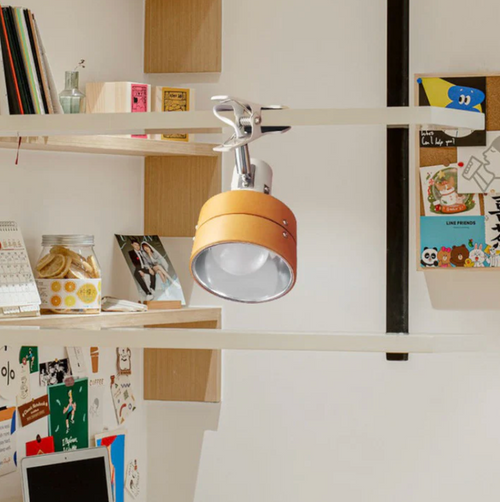 Helvano | Retro Schreibtischlampe mit Klemme aus Holz und Metall