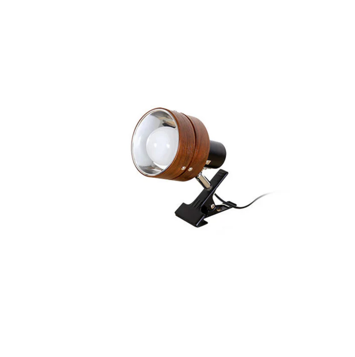 Helvano | Retro Schreibtischlampe mit Klemme aus Holz und Metall