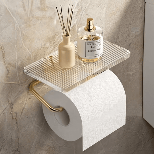 Helvano | Wandmontierter Toilettenpapierhalter mit Ablage