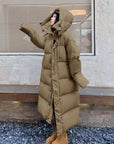 Helvano | Lange Pufferjacke mit Kapuze für Damen