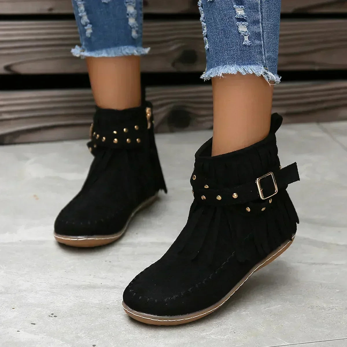 Helvano | Stiefeletten mit Fransen und Nieten für Damen