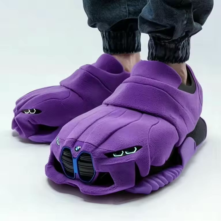 Helvano | Damen Hausschuhe mit Auto-Design &amp; rutschfester Sohle