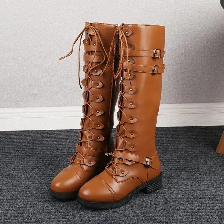 Helvano | Retro-Schnürstiefel mit Schnalle für Damen
