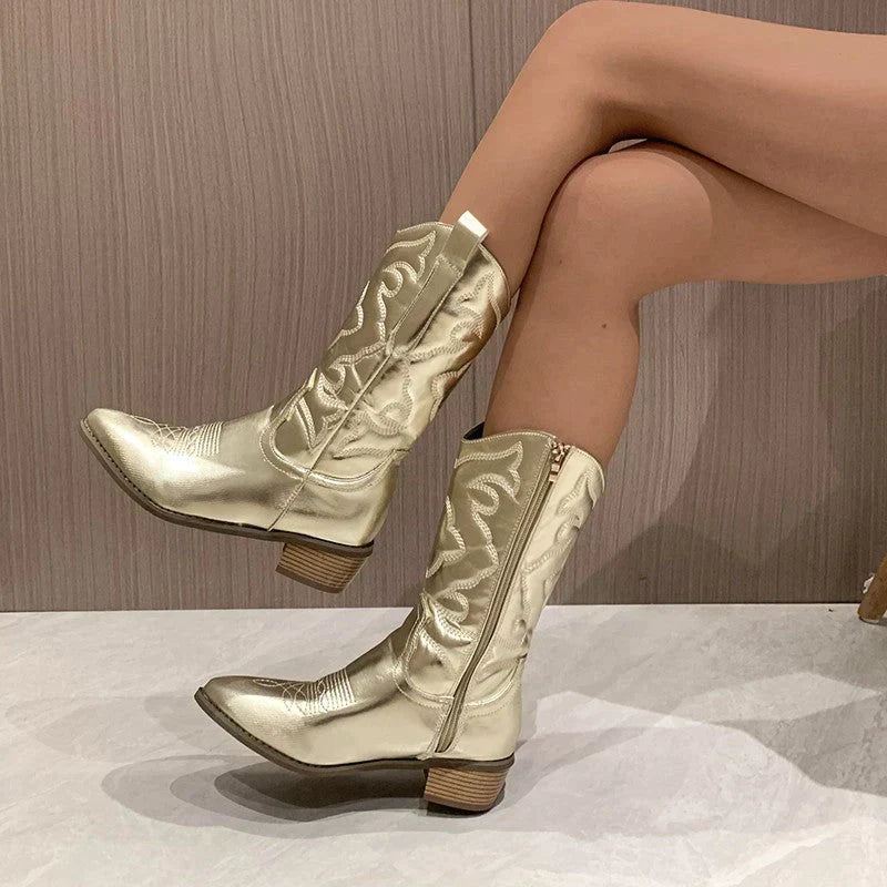 Helvano | Metallic Cowboystiefel für Damen