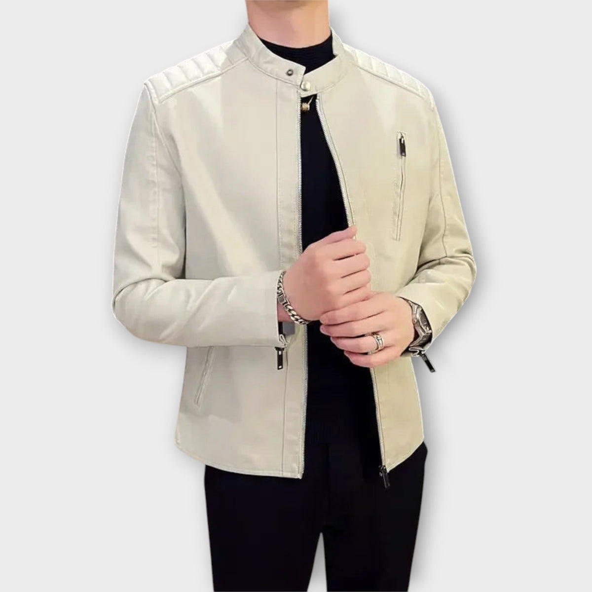 Helvano | Bikerjacke aus Kunstleder für Herren in Schwarz