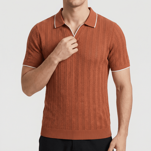 Helvano | Gestricktes Poloshirt mit offenem Kragen