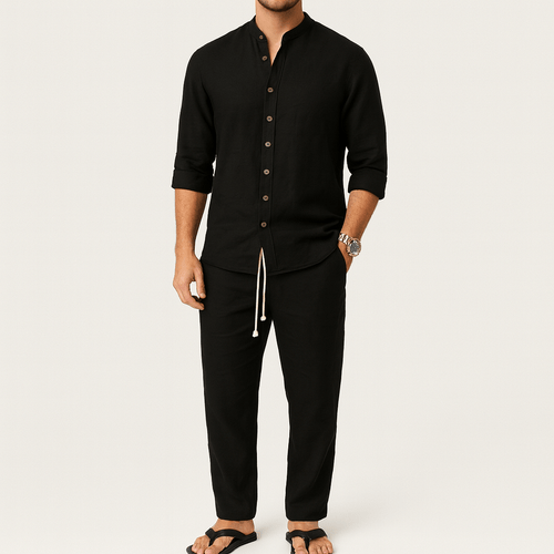 Helvano | Leinen-Set — Stehkragenhemd und Hose