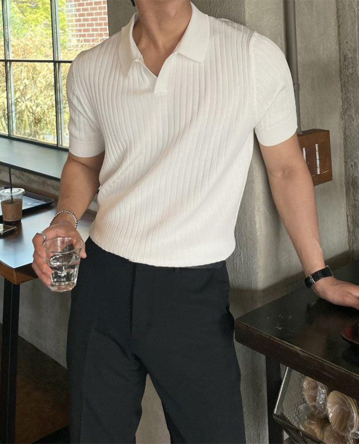 Soviska | Koszulka polo prążkowana slim fit