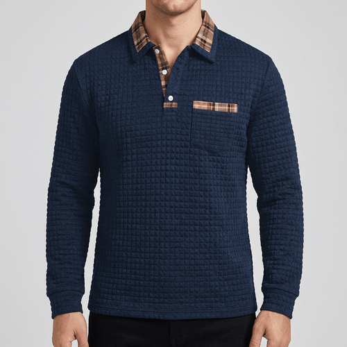 Helvano | Poloshirt mit langen Ärmeln und Karo
