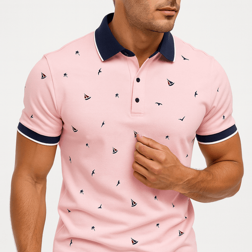 Helvano | Poloshirt mit maritimem Print