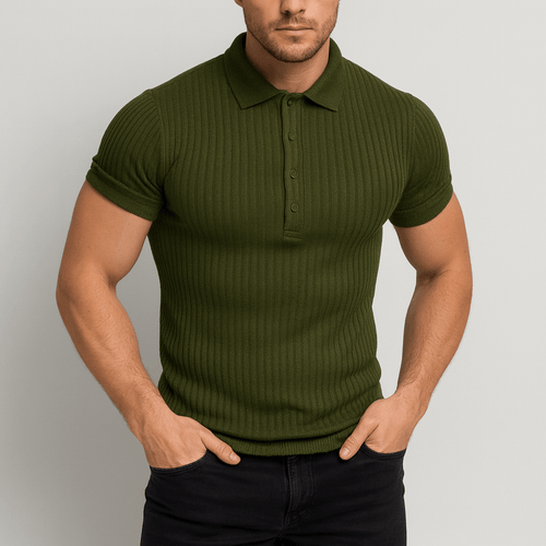 Helvano | Geripptes Strick-Poloshirt