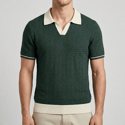 Helvano | Strukturiertes Poloshirt mit offenem Kragen