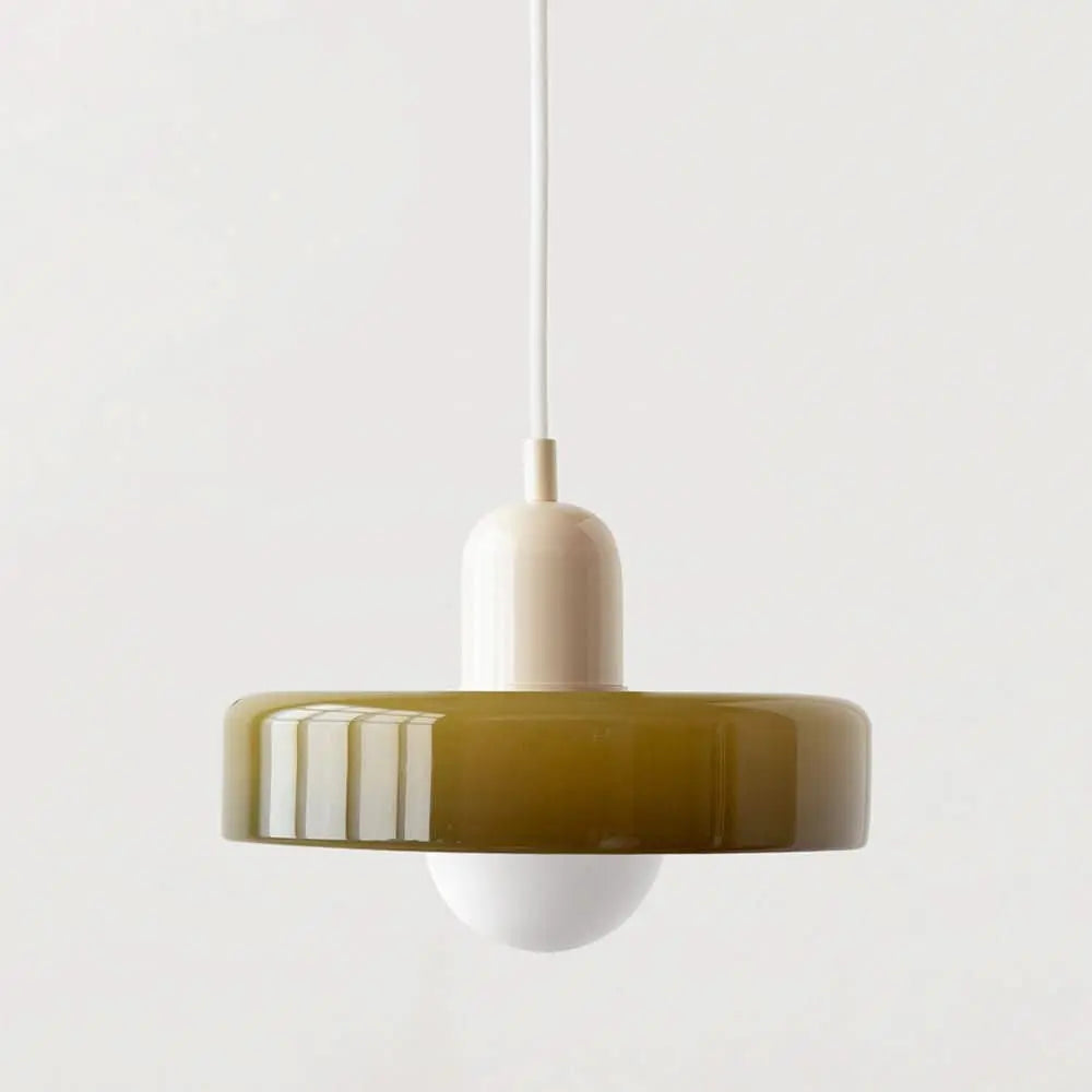 Helvano | Bauhaus Pendelleuchte aus farbigem Glas