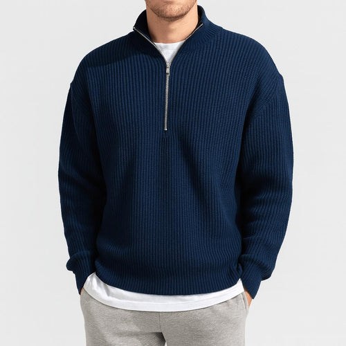 Helvano | Herren Halfzip-Pullover aus Rippstrick