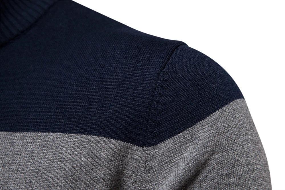 Helvano | Herren Streifen-Strickpullover mit Halbreissverschluss