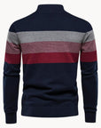 Helvano | Herren Streifen-Strickpullover mit Halbreissverschluss