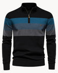 Helvano | Herren Streifen-Strickpullover mit Halbreissverschluss