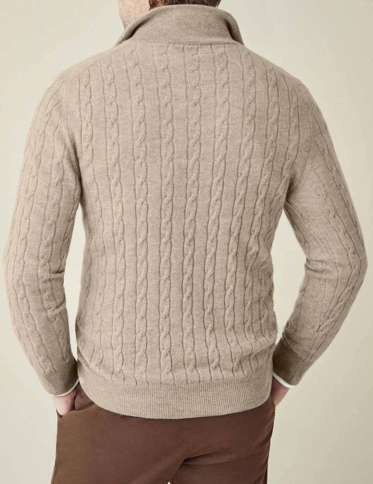 Helvano | Zopfstrick-Pullover mit Reissverschluss für Herren