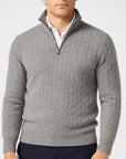 Helvano | Zopfstrick-Pullover mit Reissverschluss für Herren