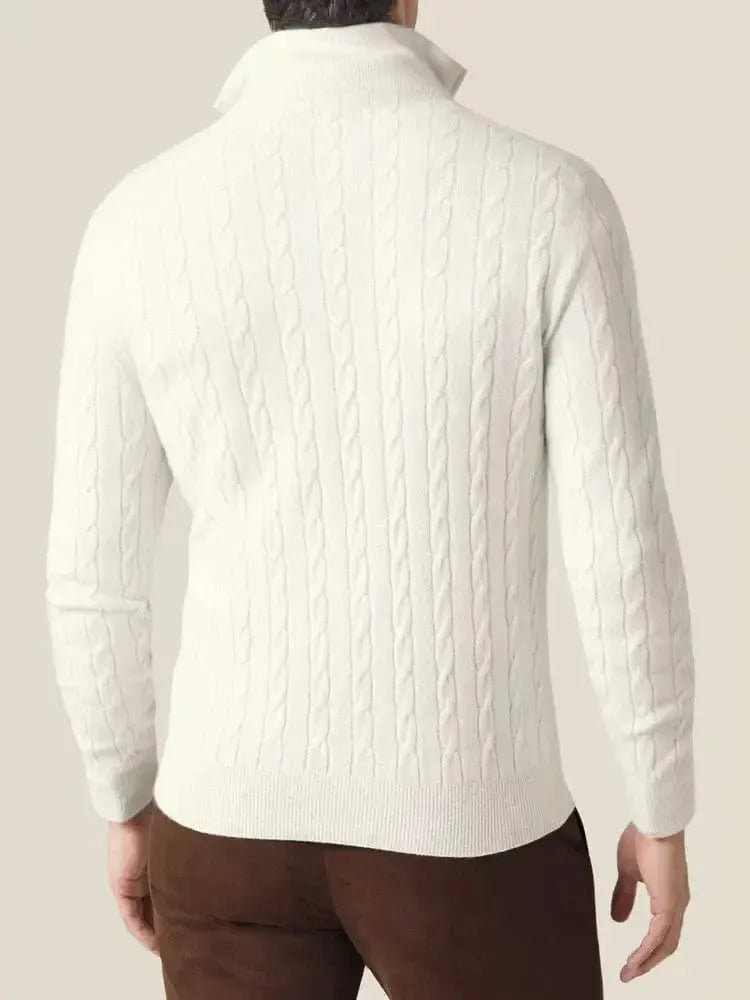 Helvano | Zopfstrick-Pullover mit Reissverschluss für Herren