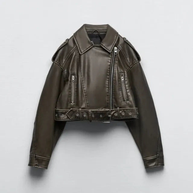Helvano | Kurze Kunstleder-Bikerjacke für Damen