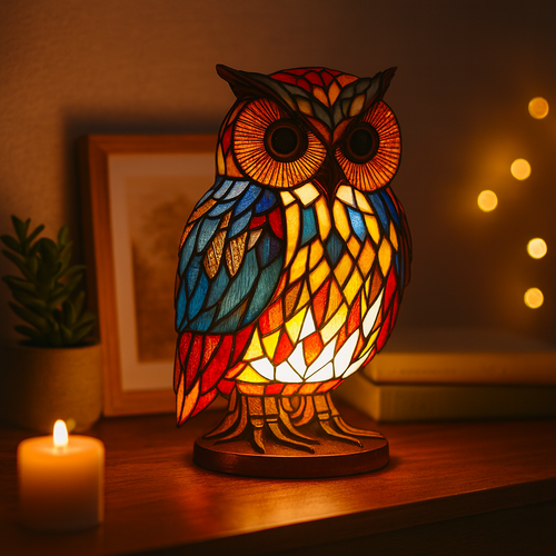 Helvano | Tierlampe mit Buntglas-Effekt für den Tisch