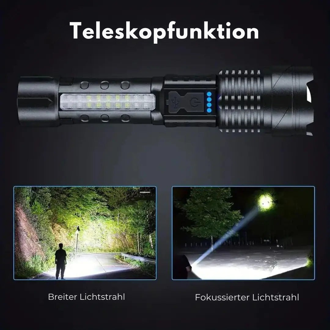 Helvano | Militär-Taschenlampe LED USB-Aufladbar