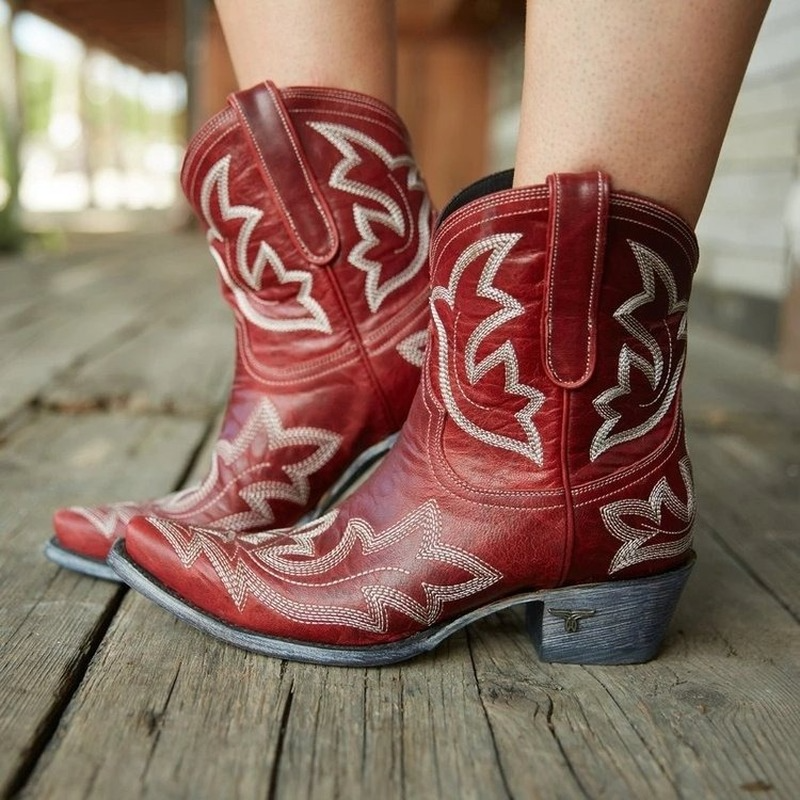 Helvano | Bestickte Cowboy-Stiefeletten aus Leder für Damen