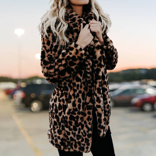 Helvano | Plüschjacke mit Leopardenmuster für Damen