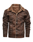 Helvano | Herren Lederjacke mit Fleecefutter in Schwarz