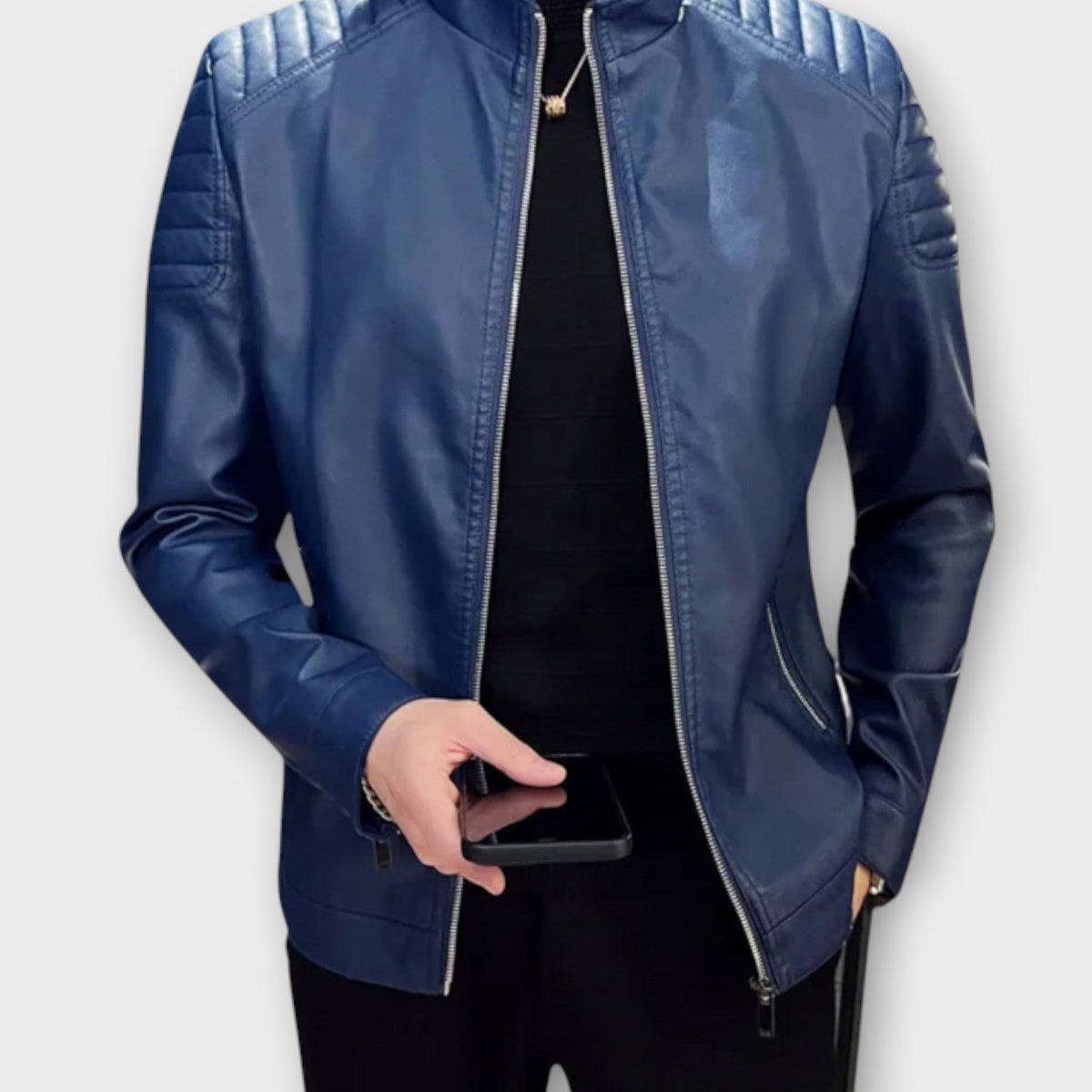 Helvano | Lederjacke mit Stehkragen für Herren