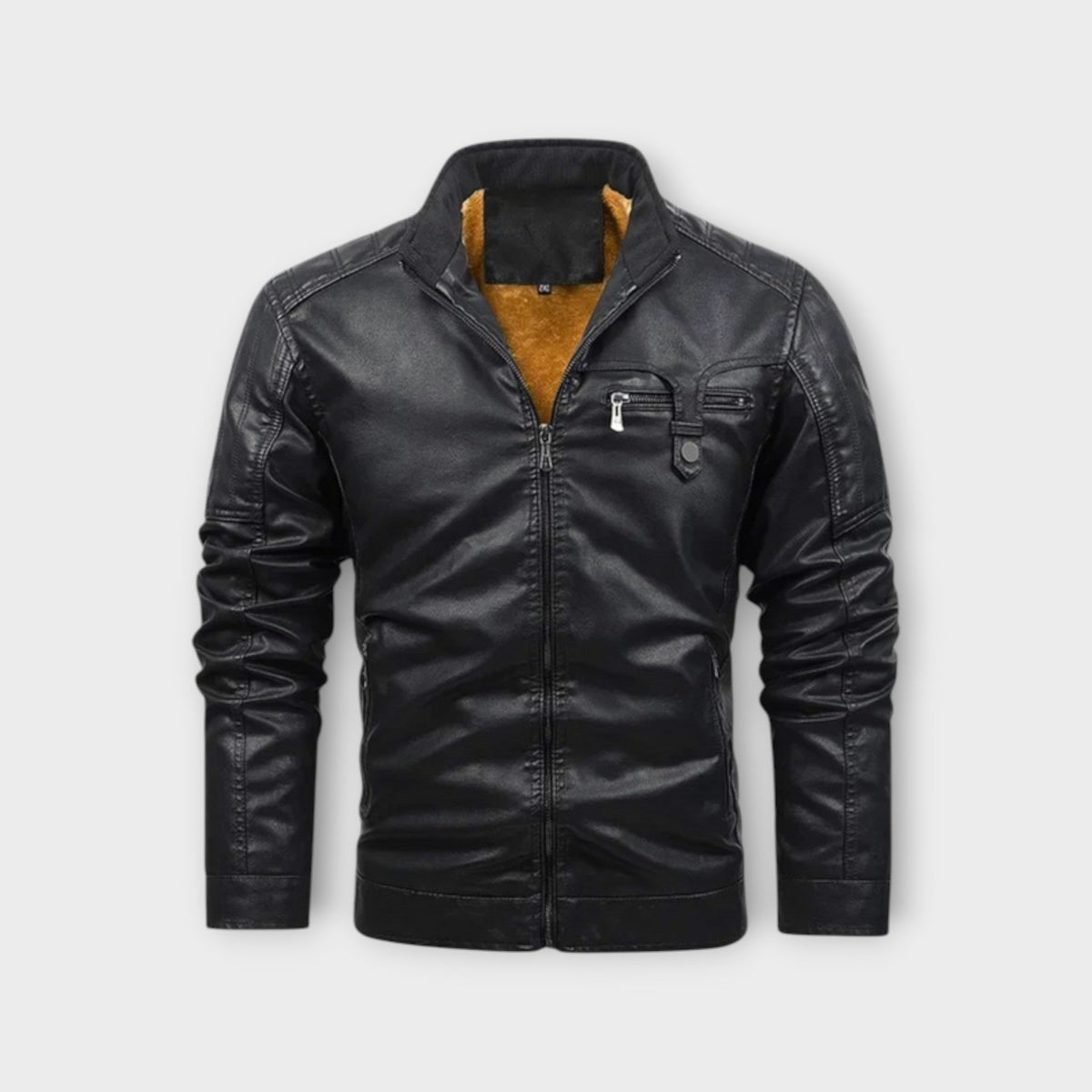 Helvano | Herren Lederjacke mit Fleecefutter im Retro-Look