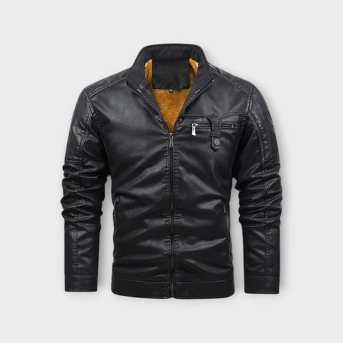 Helvano | Herren Lederjacke mit Fleecefutter im Retro-Look