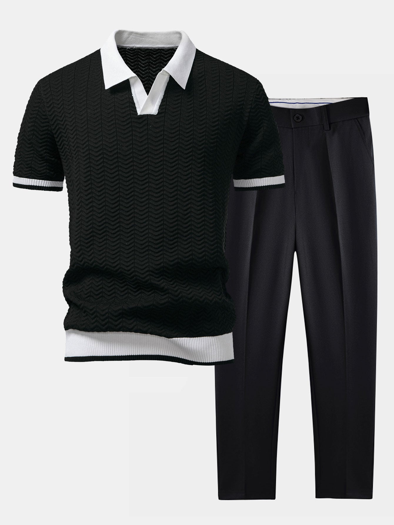 Helvano | Herren-Set Strickpolo &amp; Slim-Fit-Hose