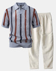 Helvano | Herren Set Häkel-Poloshirt & Leinenhose